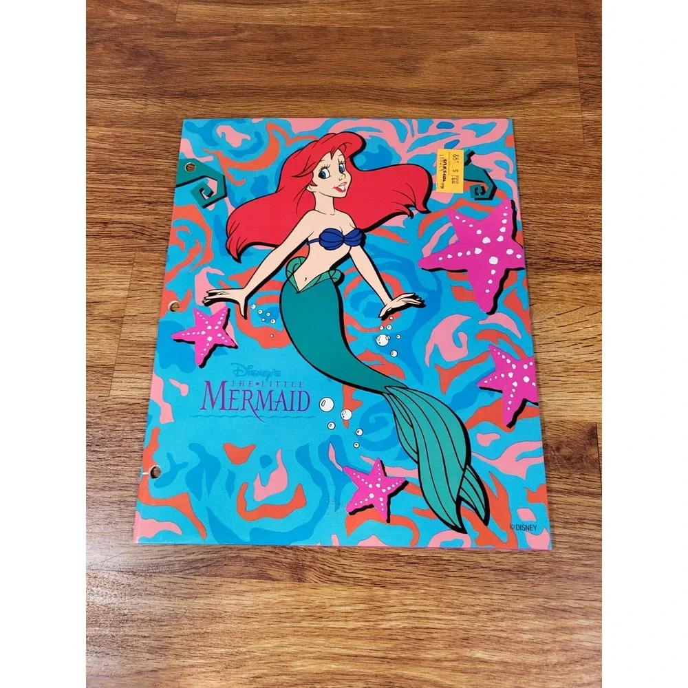 New Vintage Disney's The Little Mermaid Ariel 3 Ring Binder Folder 90s